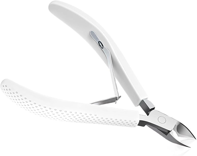 Criyar Fine Edge Cuticle Trimmer & Nippers, Scissor, Silicone Handle Carbon Steel Nail Tools for Precise Removal, Durable Washable Cuticle Cutter & Remover Nail Clippers (White 1PC) - Image 1